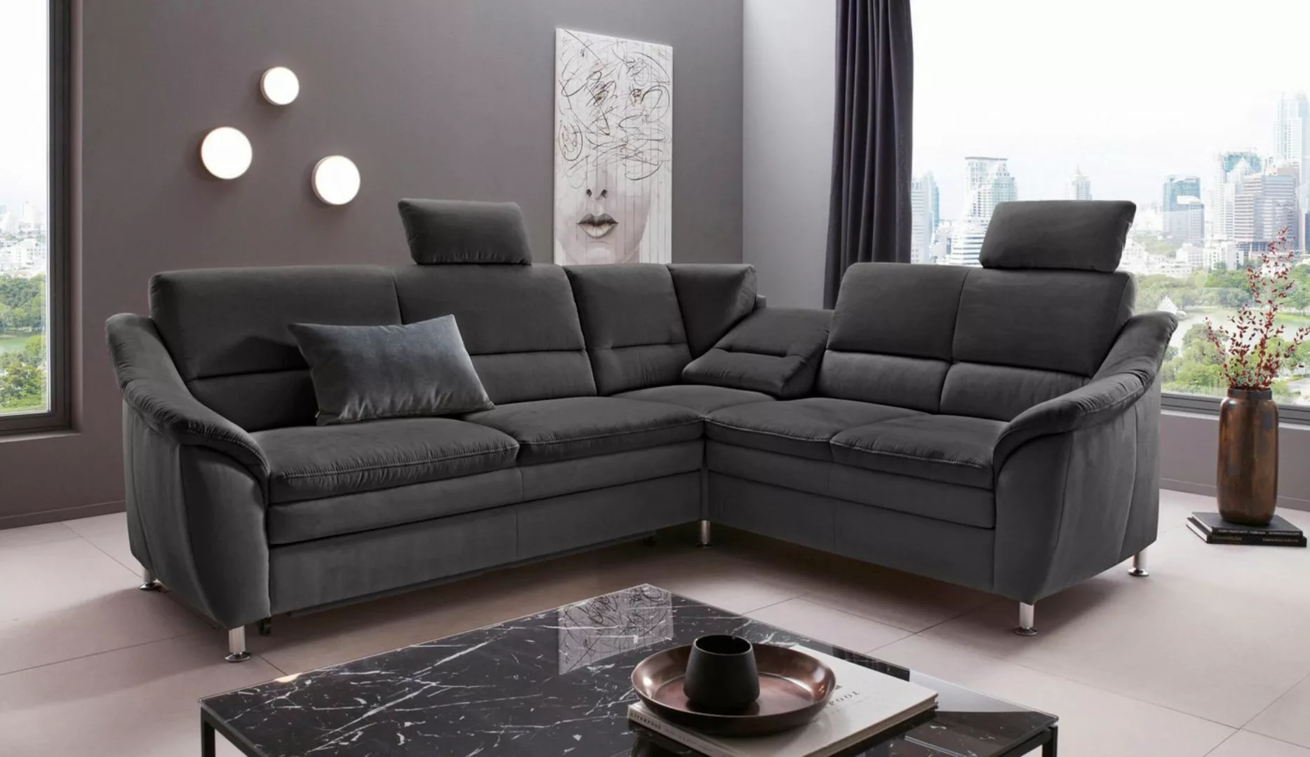 Places of Style Ecksofa Cardoso L-Form, Federkern, wahlweise mit Bett, Schu günstig online kaufen