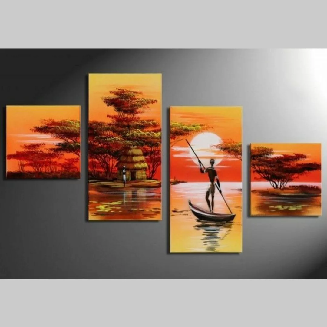 4 Leinwandbilder AFRIKA Mann (1) 80 x 50cm Handgemalt günstig online kaufen