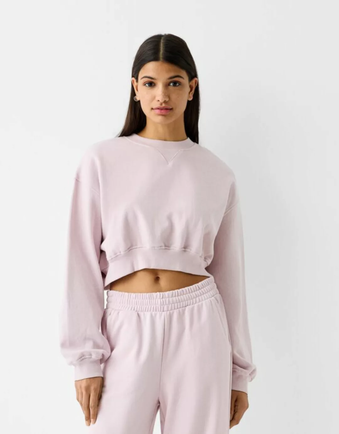 Bershka Cropped-Sweatshirt Damen S Violett günstig online kaufen