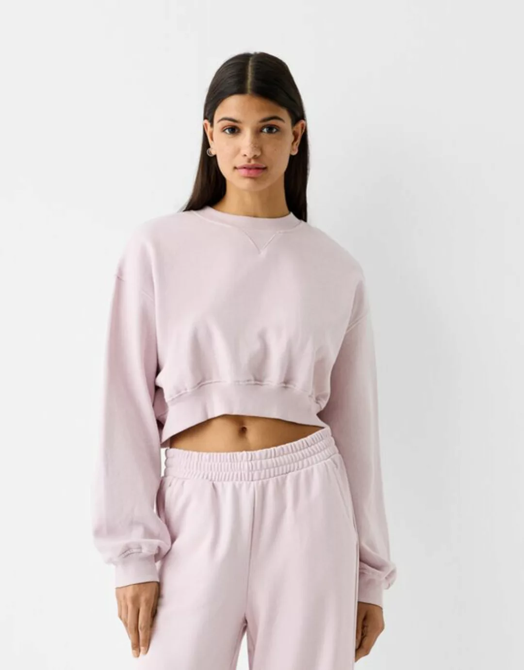 Bershka Cropped-Sweatshirt Damen L Violett günstig online kaufen