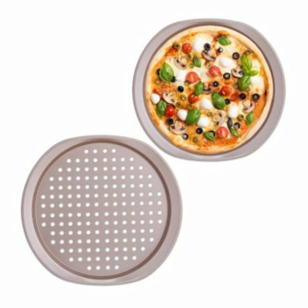 relaxdays Knusper Pizzablech im 2er Set metallicbraun günstig online kaufen