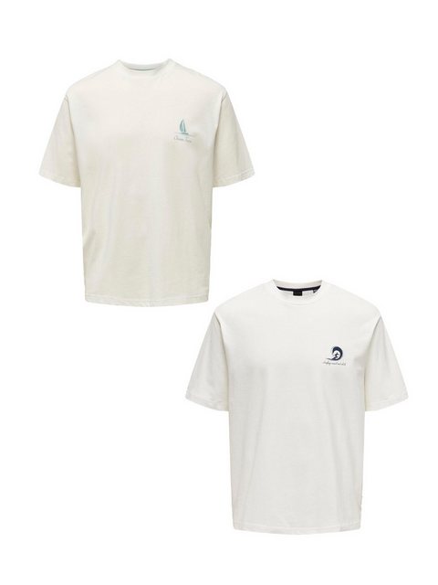 ONLY & SONS T-Shirt T-Shirt 2er-Set Kurzarm locker geschnitten Rundhals (2- günstig online kaufen