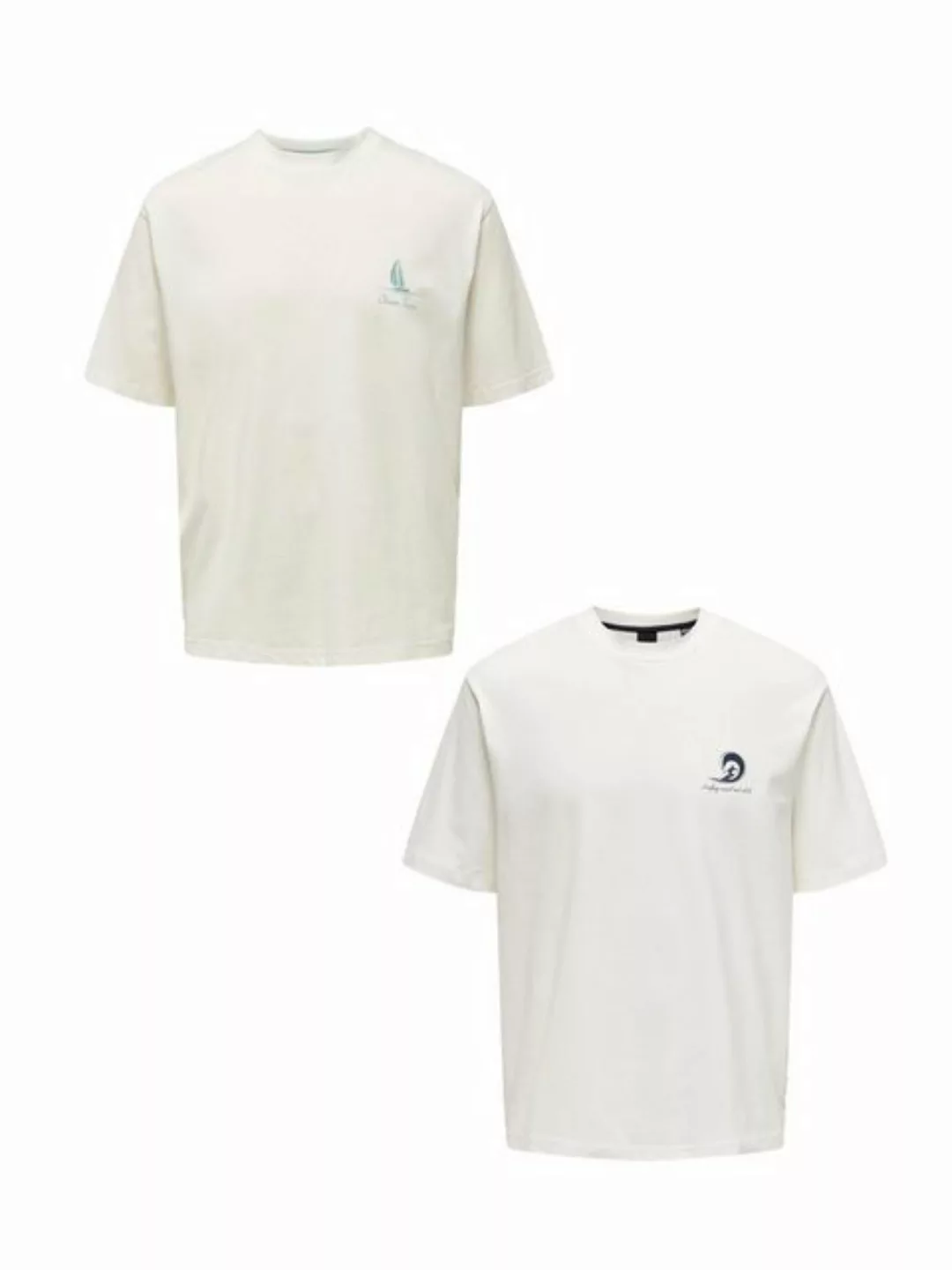 ONLY & SONS T-Shirt T-Shirt 2er-Set Kurzarm locker geschnitten Rundhals (2- günstig online kaufen