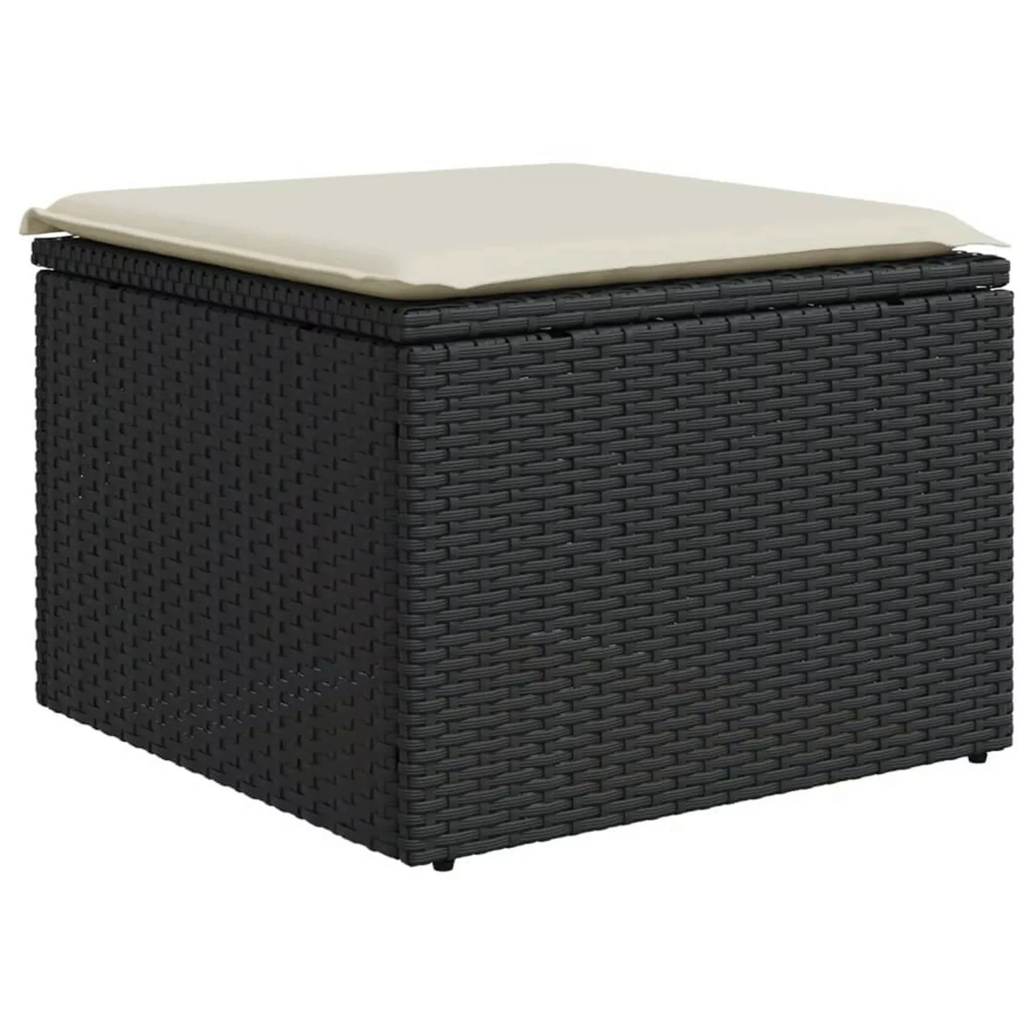 VidaXL Gartenhocker mit Kissen Schwarz 55x55x37 cm Poly Rattan 6 günstig online kaufen