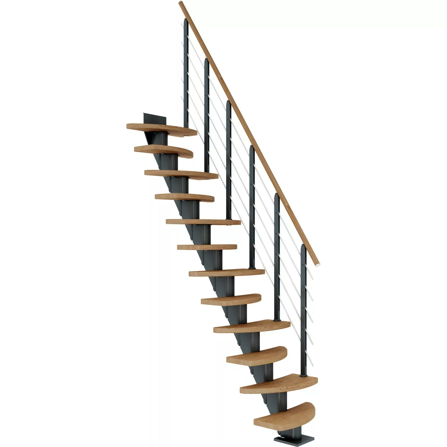 Dolle Mittelholmtreppe Berlin Eiche Anthrazit GH bis 292 cm Variabel 64 cm günstig online kaufen