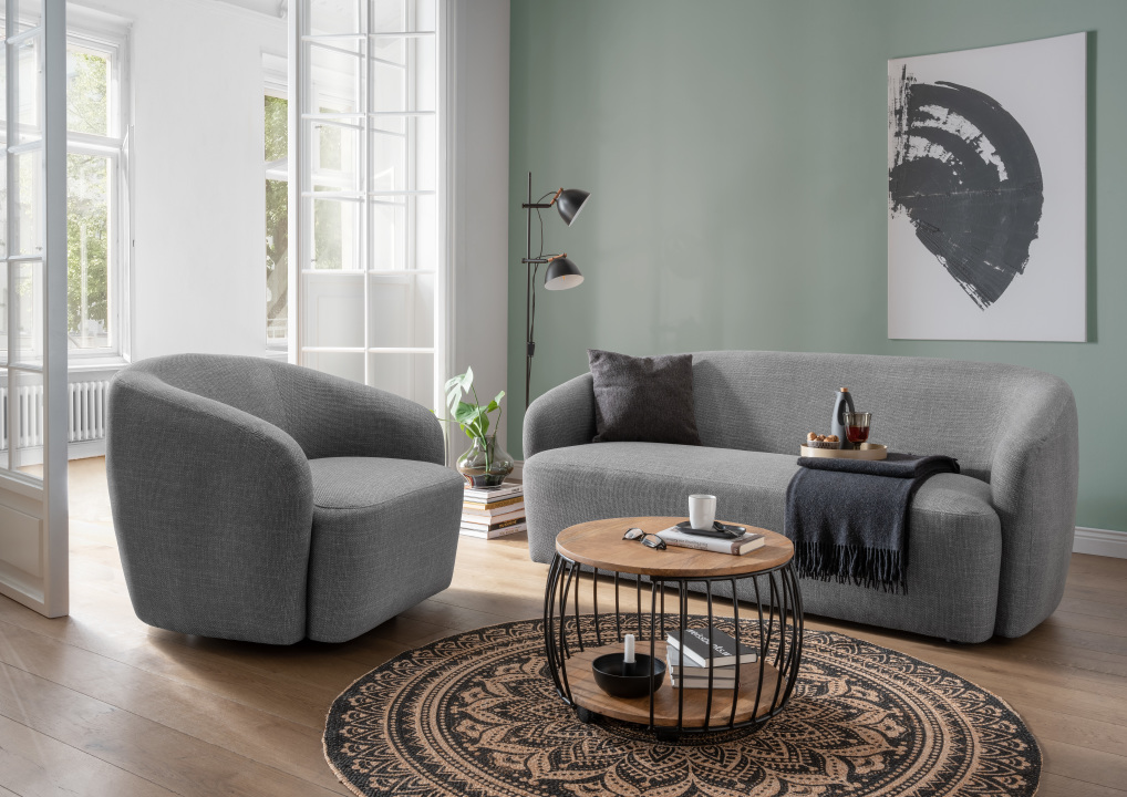 Indoor-Loungeset Loconia Grey & Tisch Tarent rund günstig online kaufen