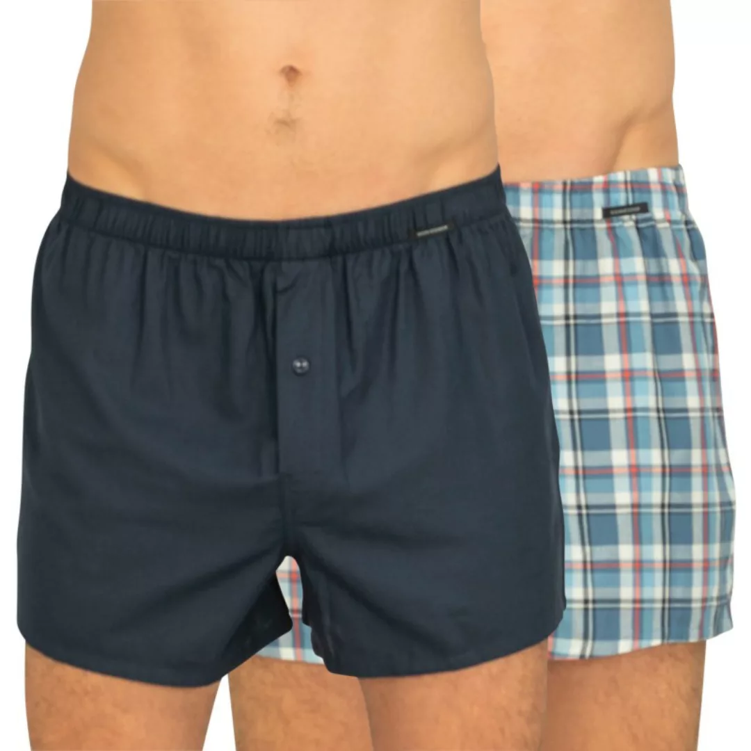 Schiesser 2-er Set Boxershorts Blau & Hellblau kariert günstig online kaufen