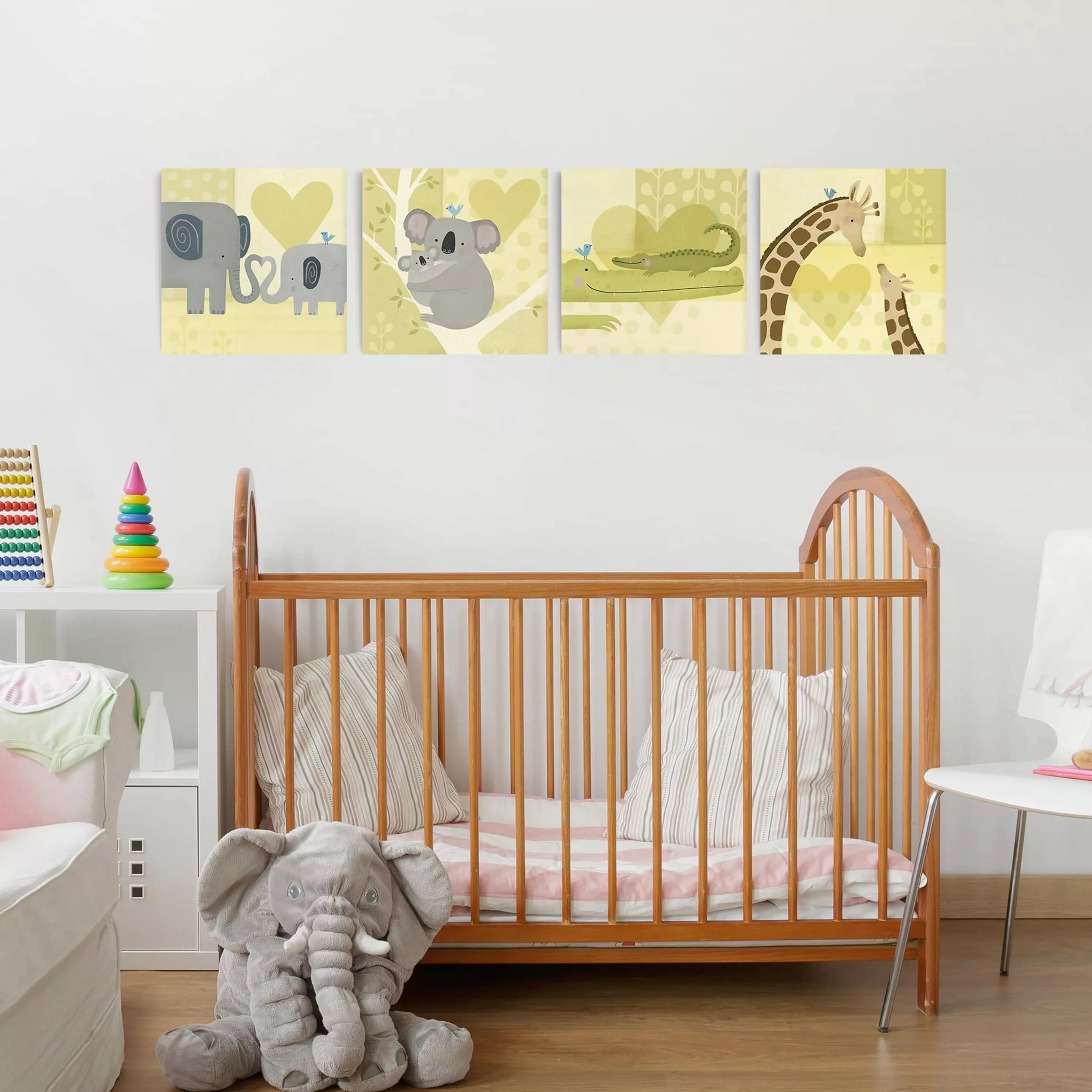 4-teiliges Leinwandbild Kinderzimmer - Quadrat Mama und ich Set II günstig online kaufen