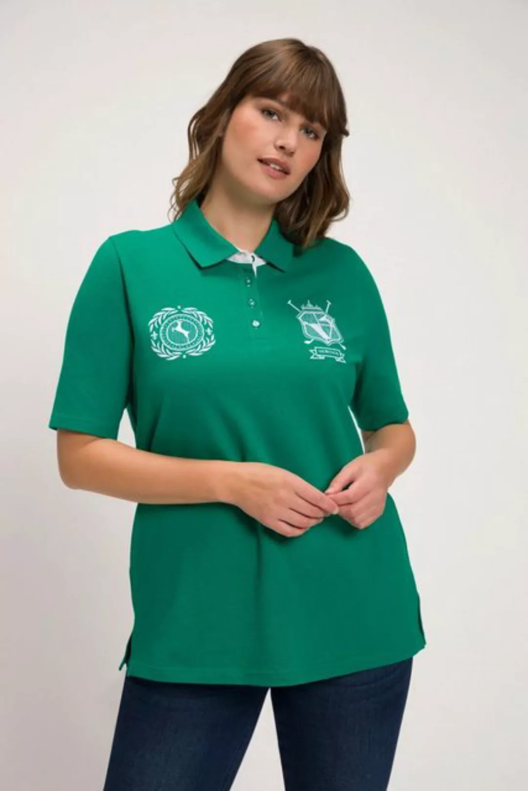 Ulla Popken Rundhalsshirt Poloshirt günstig online kaufen