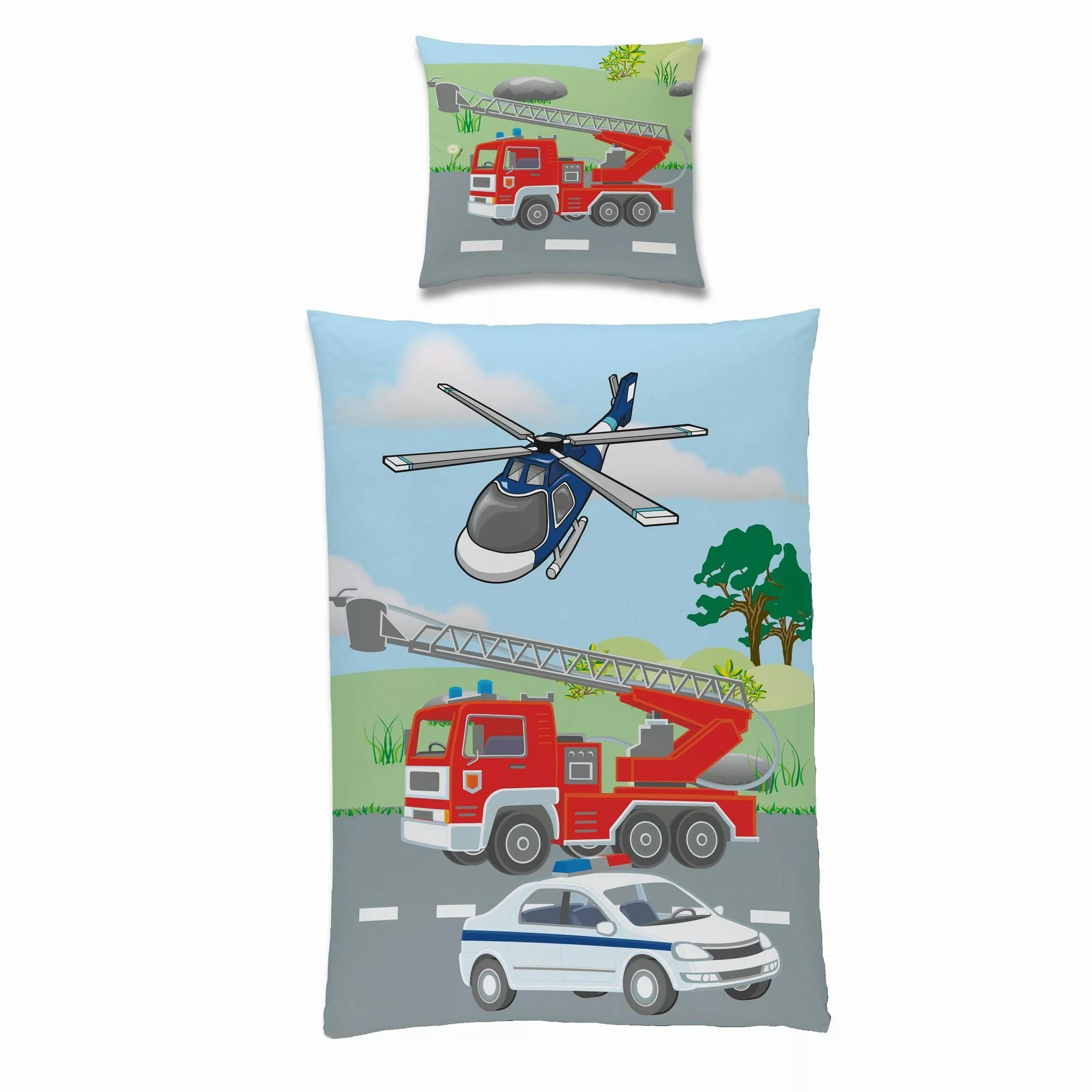 Familando Kinderbettwäsche mit Feuerwehr & Polizei günstig online kaufen