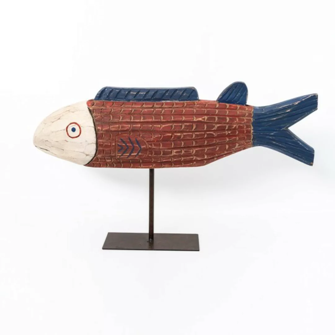 Fisch in Holz in leuchtenden Farben geschnitzt rotbraun günstig online kaufen