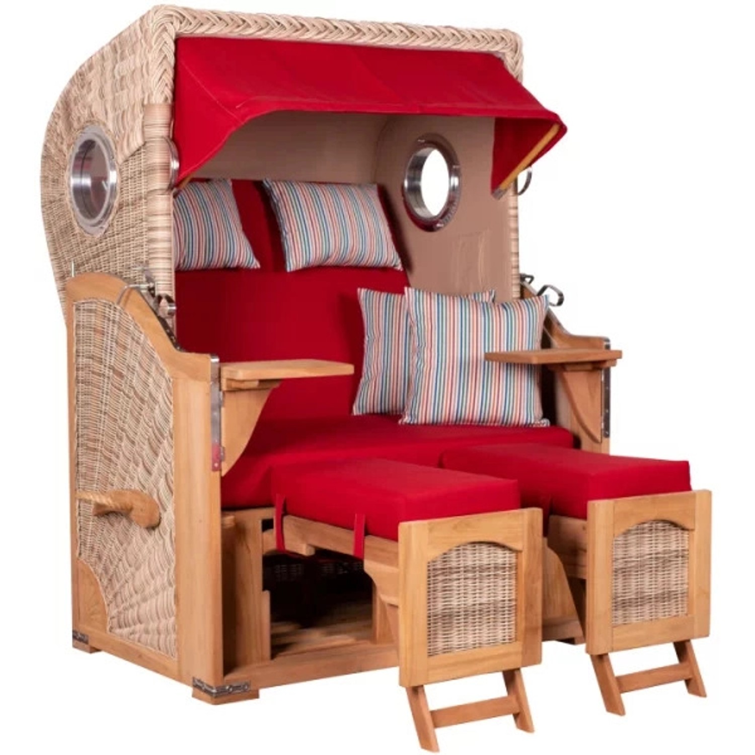 GarWoh Strandkorb Rantum Teak PE Shell Dessin 585 günstig online kaufen