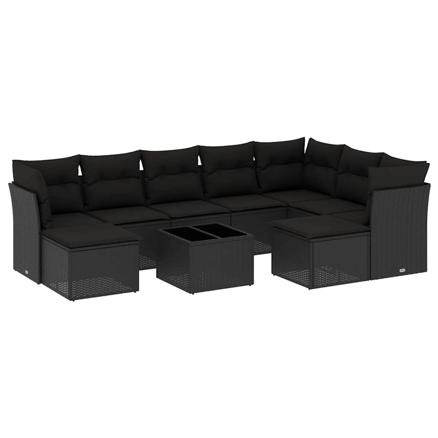 vidaXL 10-Tlg Garten-Sofagarnitur mit Kissen Schwarz Poly Rattan 3218575 günstig online kaufen
