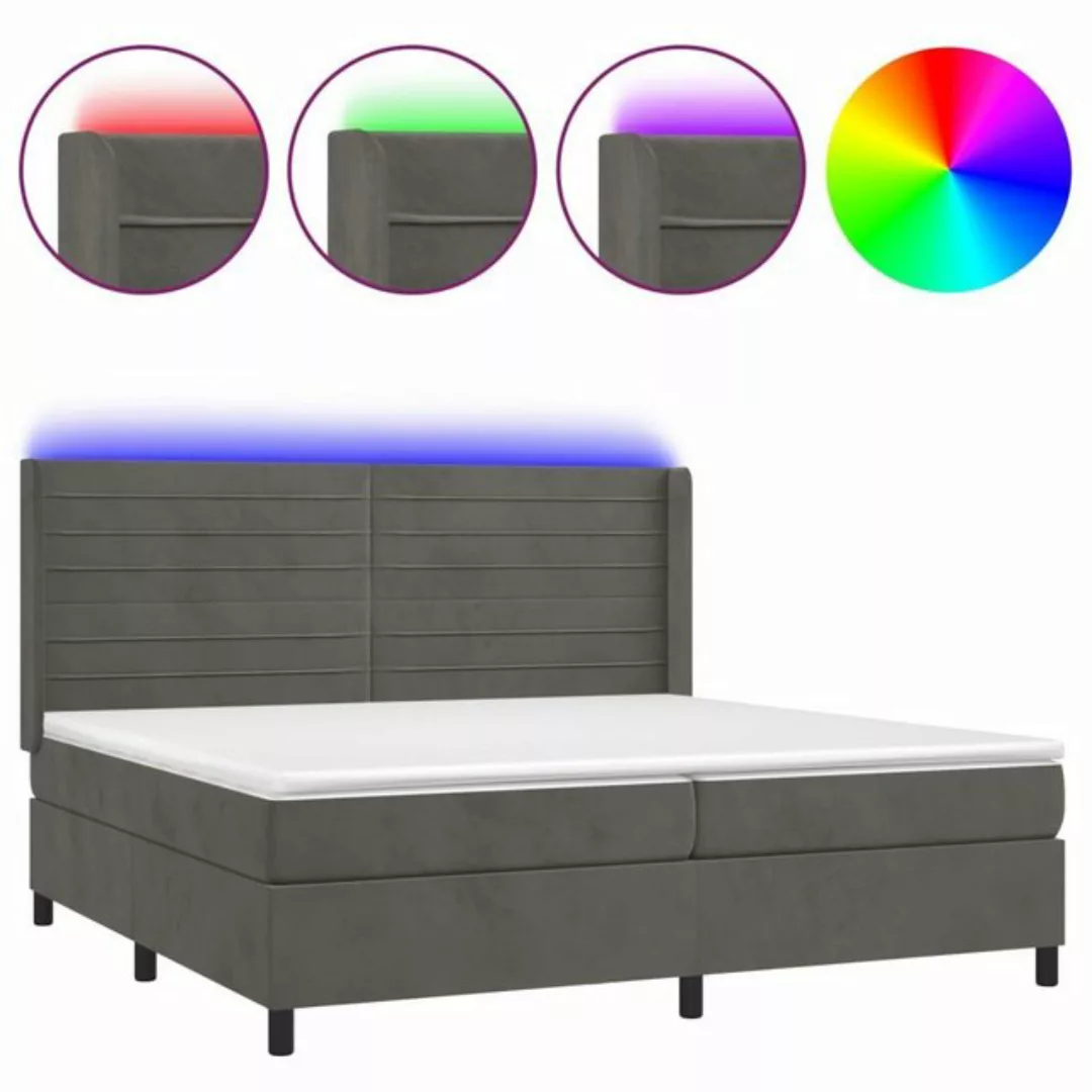 vidaXL Boxspringbett Boxspringbett mit Matratze LED Dunkelgrau 200x200 cm S günstig online kaufen