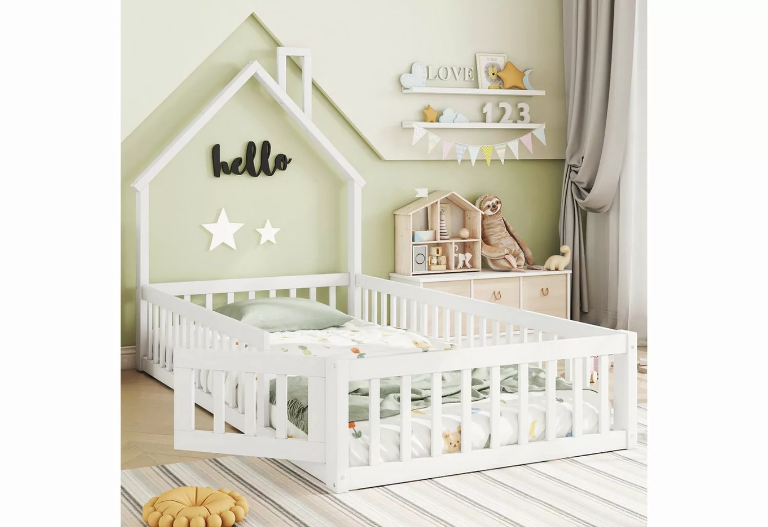 WISHDOR Kinderbett Jugendbett im minimalistischen Stil, Gästebett Hausbett günstig online kaufen