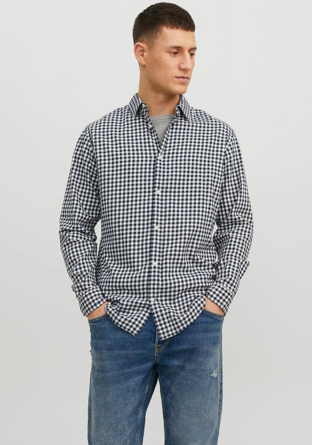 Jack & Jones Langarmhemd JJEGINGHAM TWILL SHIRT L/S NOOS günstig online kaufen