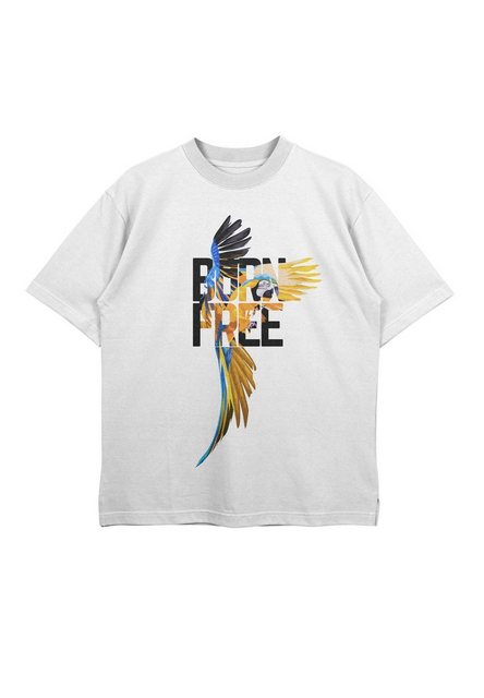 Novux T-Shirt Oversize Born Free Herren Tshirt farbe Weiß (1-tlg) aus Baumw günstig online kaufen