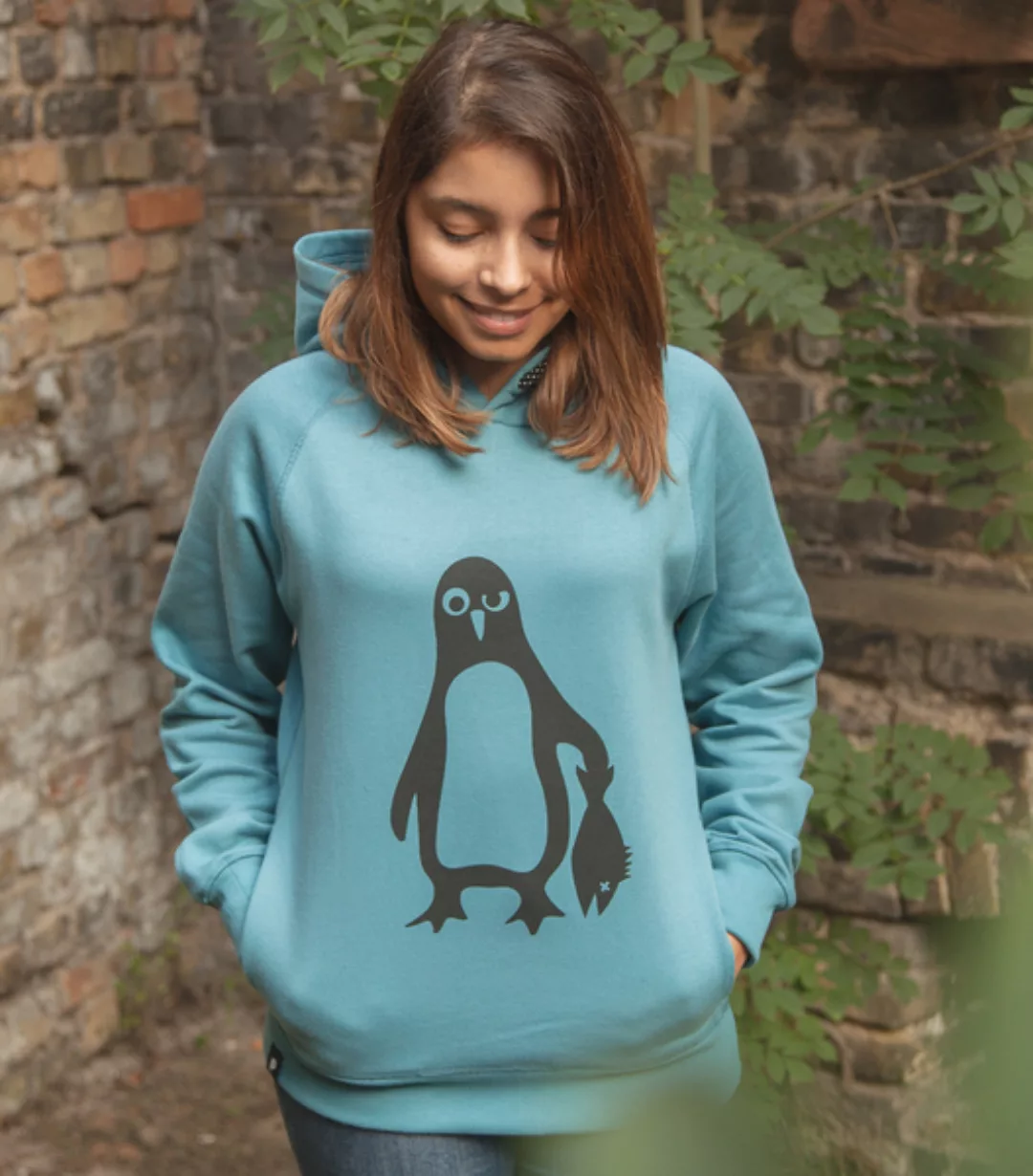 Pinguin Paul - Fair Gehandelter Bio Unisex Hoodie / Kapuzenpulli - Blau günstig online kaufen
