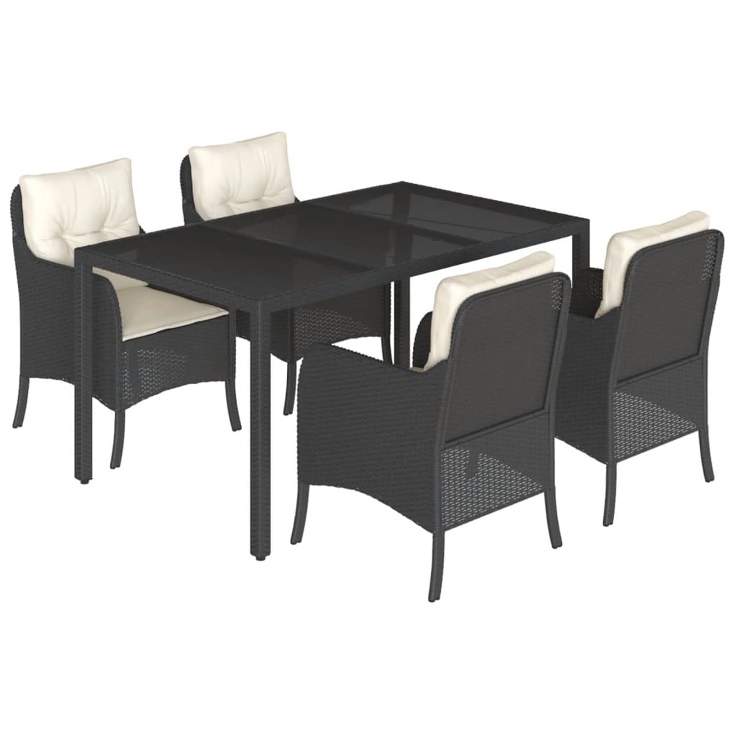 vidaXL 5-Tlg Garten-Essgruppe mit Kissen Schwarz Poly Rattan 3211844 günstig online kaufen