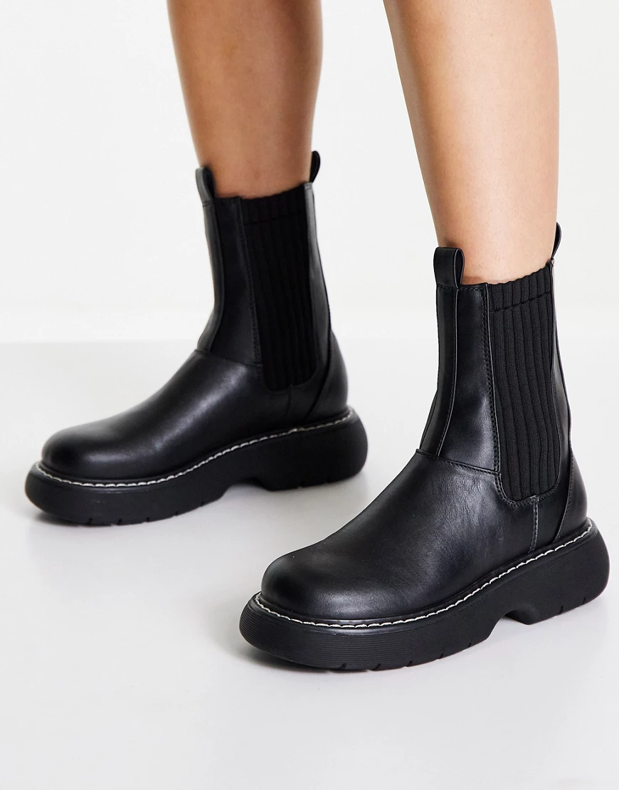 Public Desire – Concept – Chelsea-Boots in Schwarz aus Strickmix günstig online kaufen