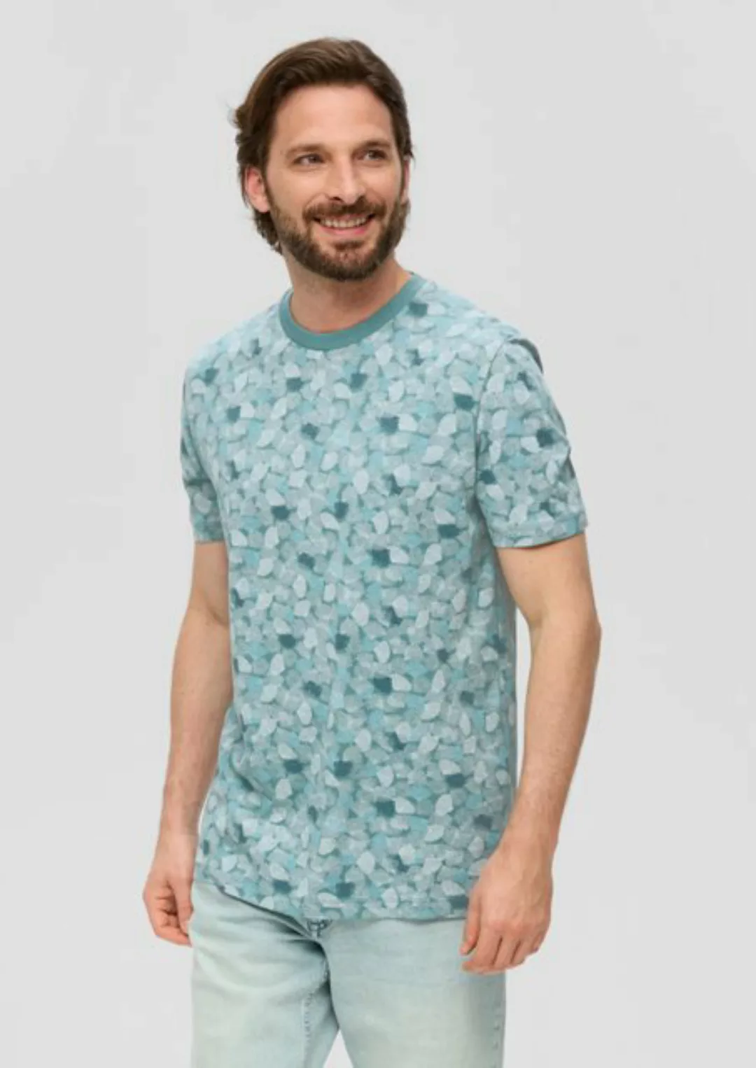 s.Oliver Kurzarmshirt T-Shirt mit All-over-Print günstig online kaufen