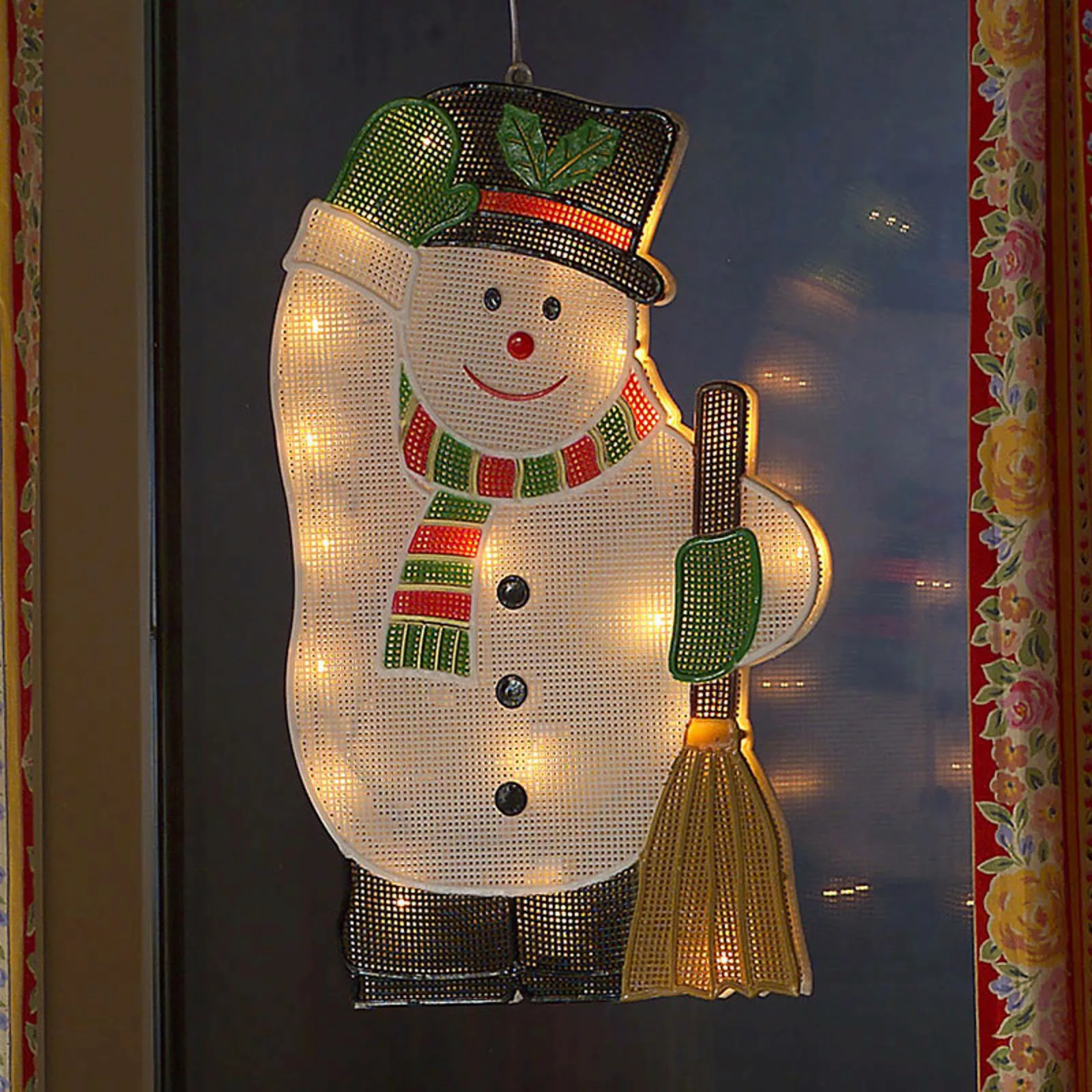 LED Fensterbild Schneemann in Mehrfarbig 20x 0,07W 40lm günstig online kaufen