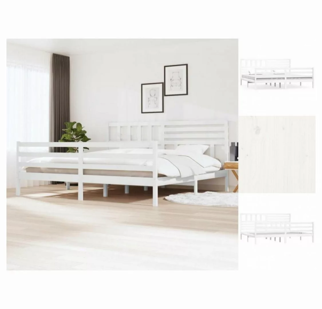 vidaXL Bettgestell Massivholzbett Weiß 180x200 cm 6FT Super King Doppelbett günstig online kaufen