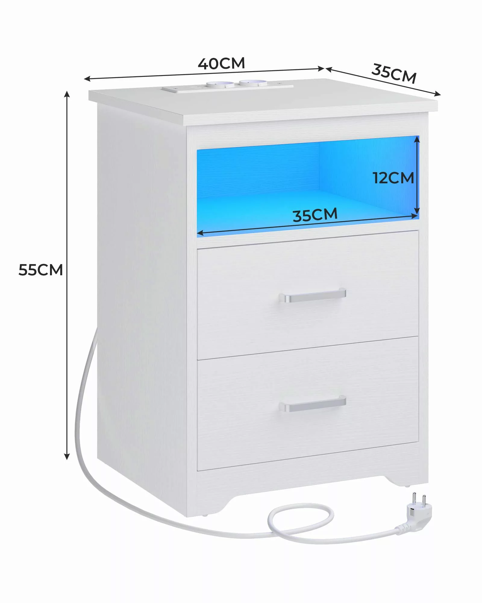 MSMASK Nachttisch Sofatisch mit LED-Beleuchtung, Nachtschrank günstig online kaufen