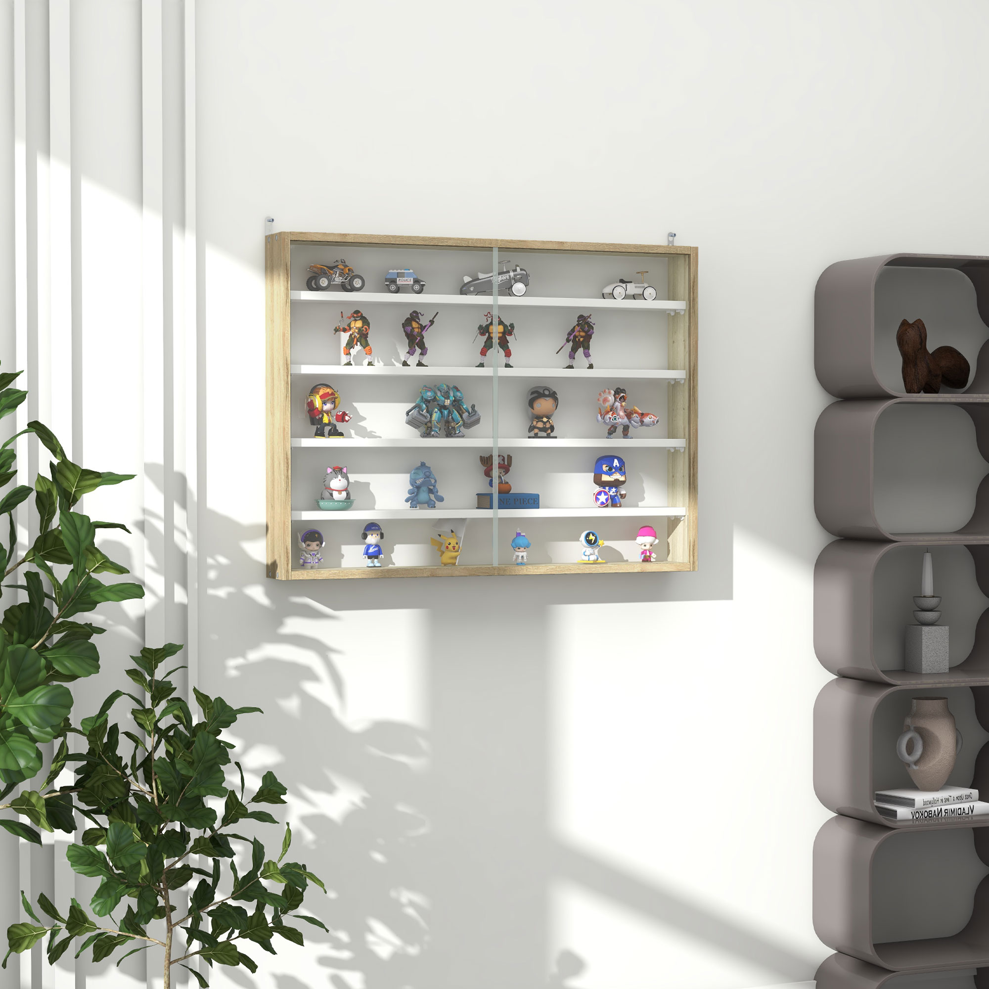 HOMCOM Vitrine für Sammlung Wandvitrine 80 x 9,5 x 60 cm mit 4 verstellbare günstig online kaufen