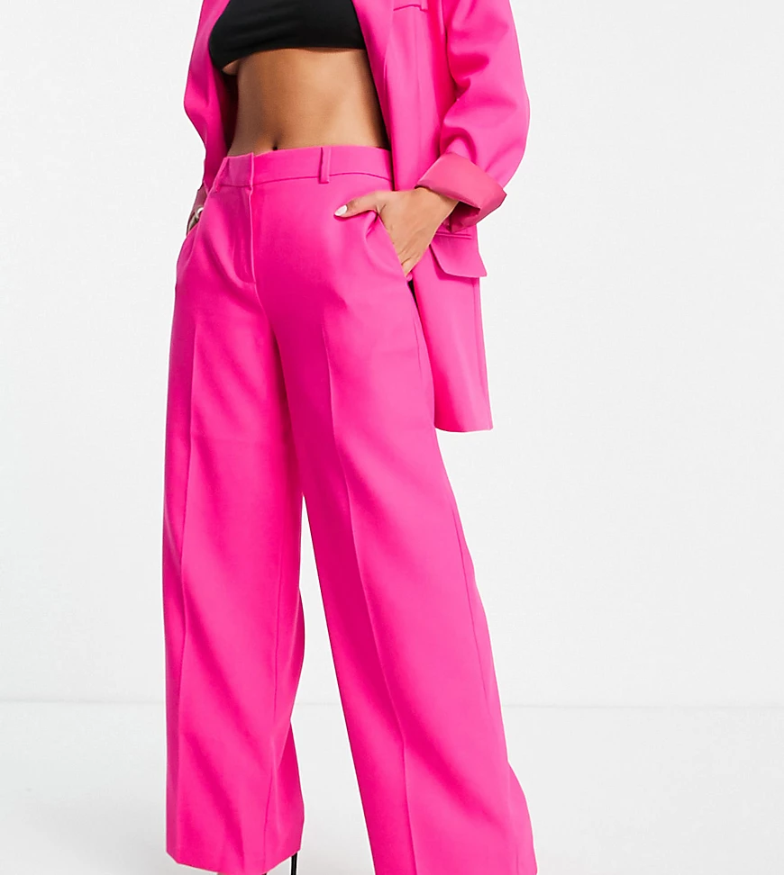 ASOS DESIGN Petite – Mansy – Extrem maskuline Anzughose in Neonrosa günstig online kaufen