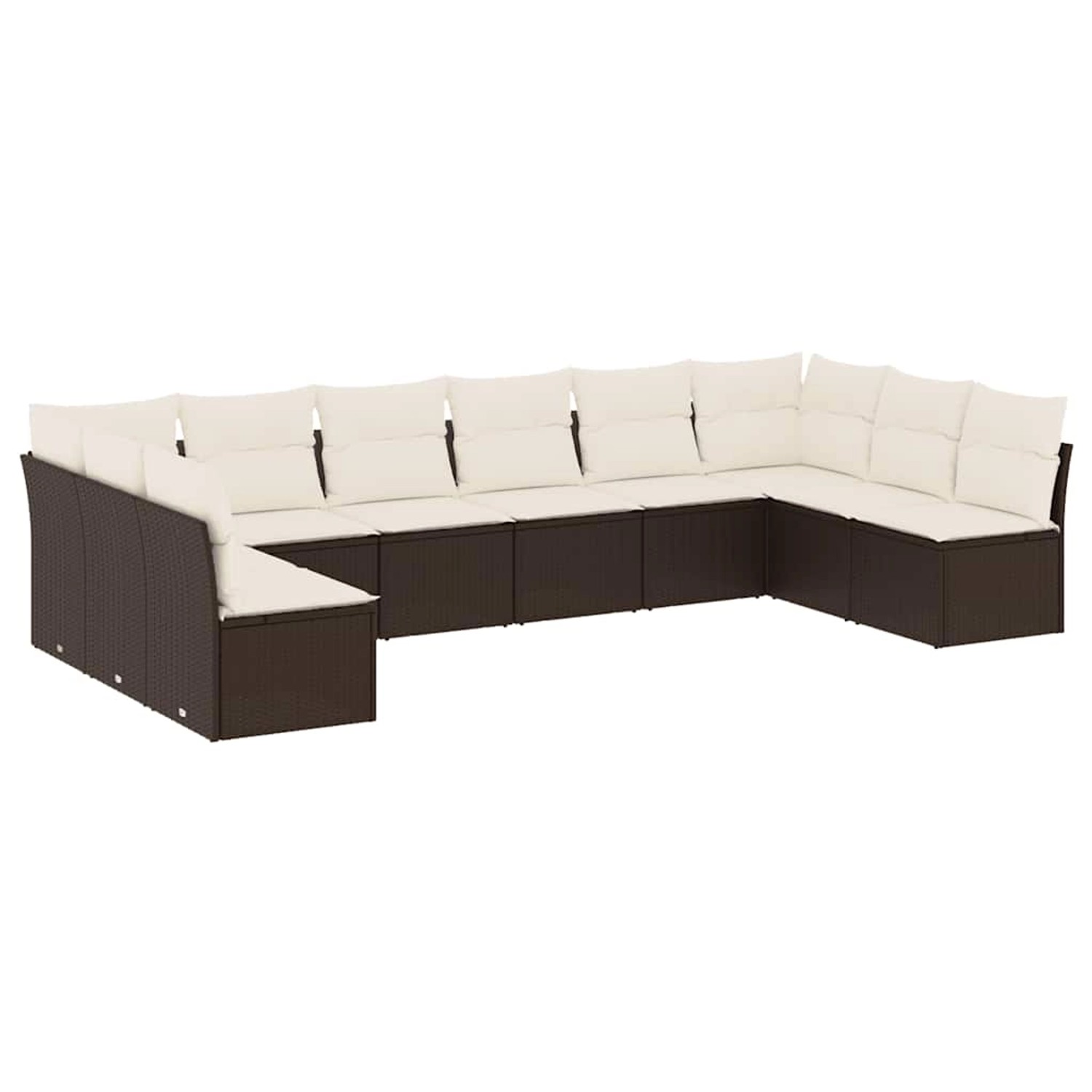 vidaXL 10-Tlg Garten-Sofagarnitur mit Kissen Braun Poly Rattan 3218093 günstig online kaufen
