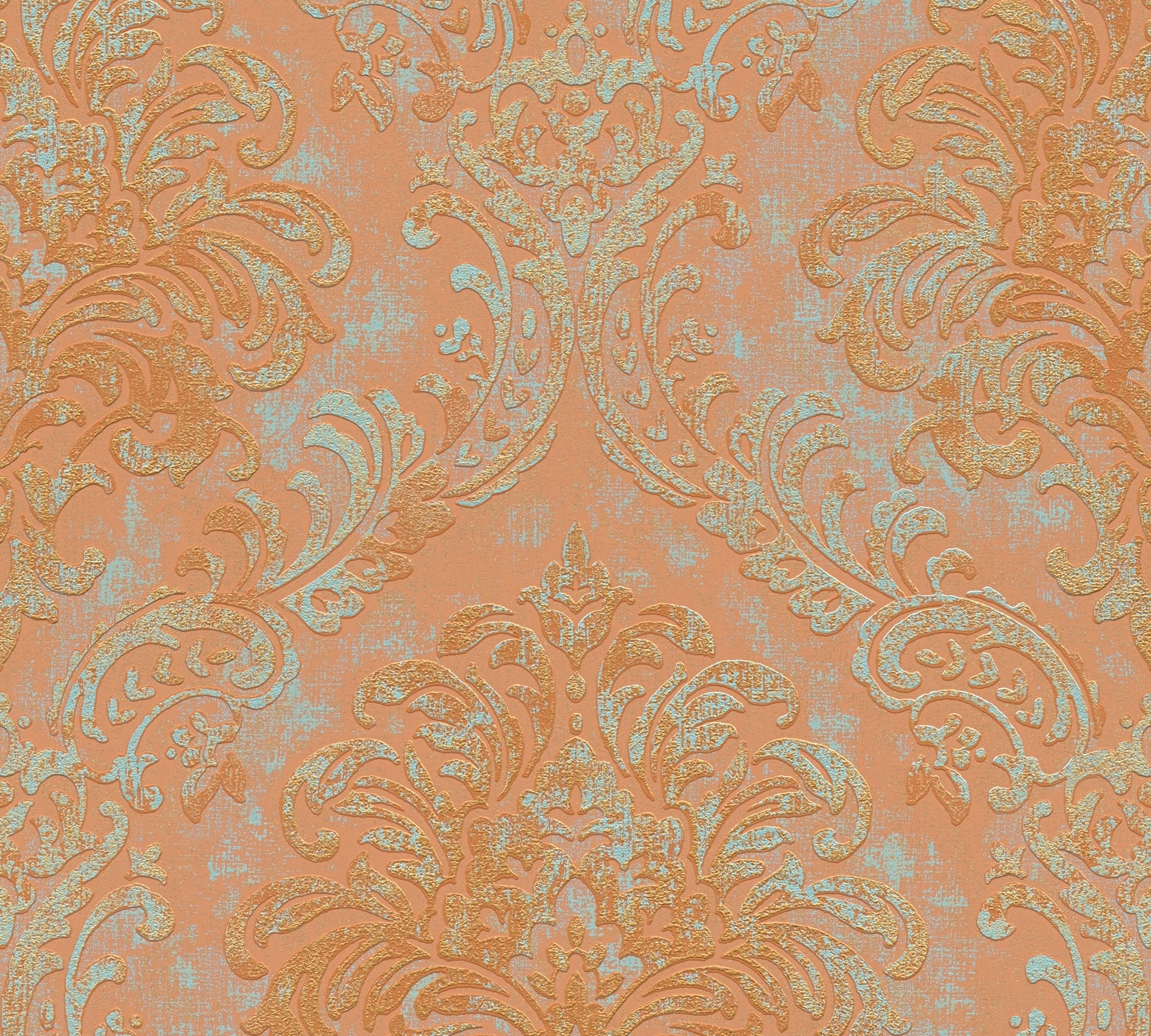 Bricoflor Barock Tapete Gold Orange Ideal für Wohnzimmer und Esszimmer Eleg günstig online kaufen