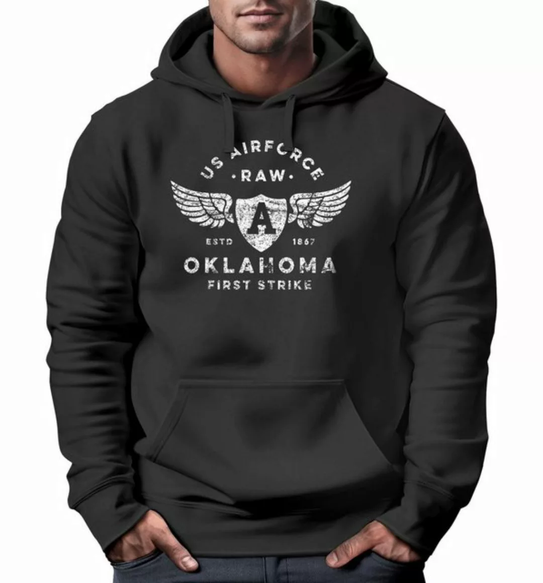 Neverless Hoodie Hoodie Herren Print US Airforce Oklahoma Aviator Kapuzen-P günstig online kaufen