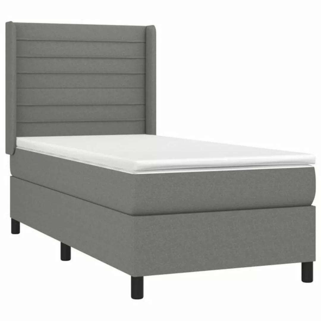 vidaXL Boxspringbett Boxspringbett mit Matratze Dunkelgrau 90x190 cm Stoff günstig online kaufen