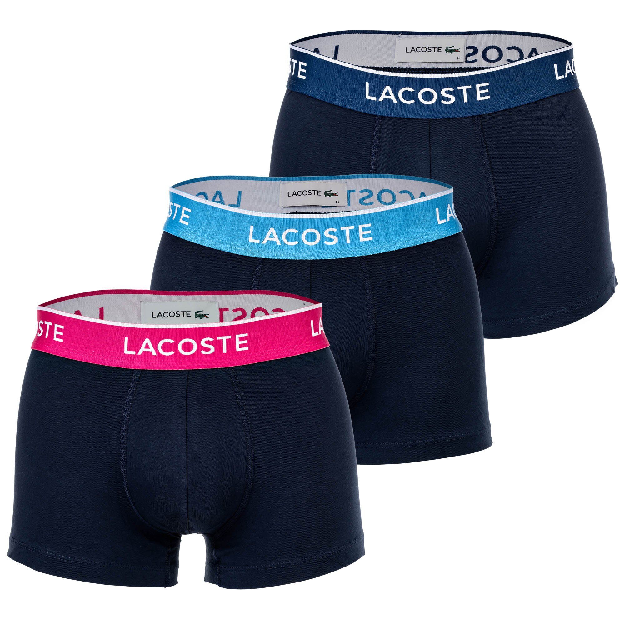 Lacoste 3-er Set Trunks Dunkelblau mit verschiedenfarbigem Webbund günstig online kaufen