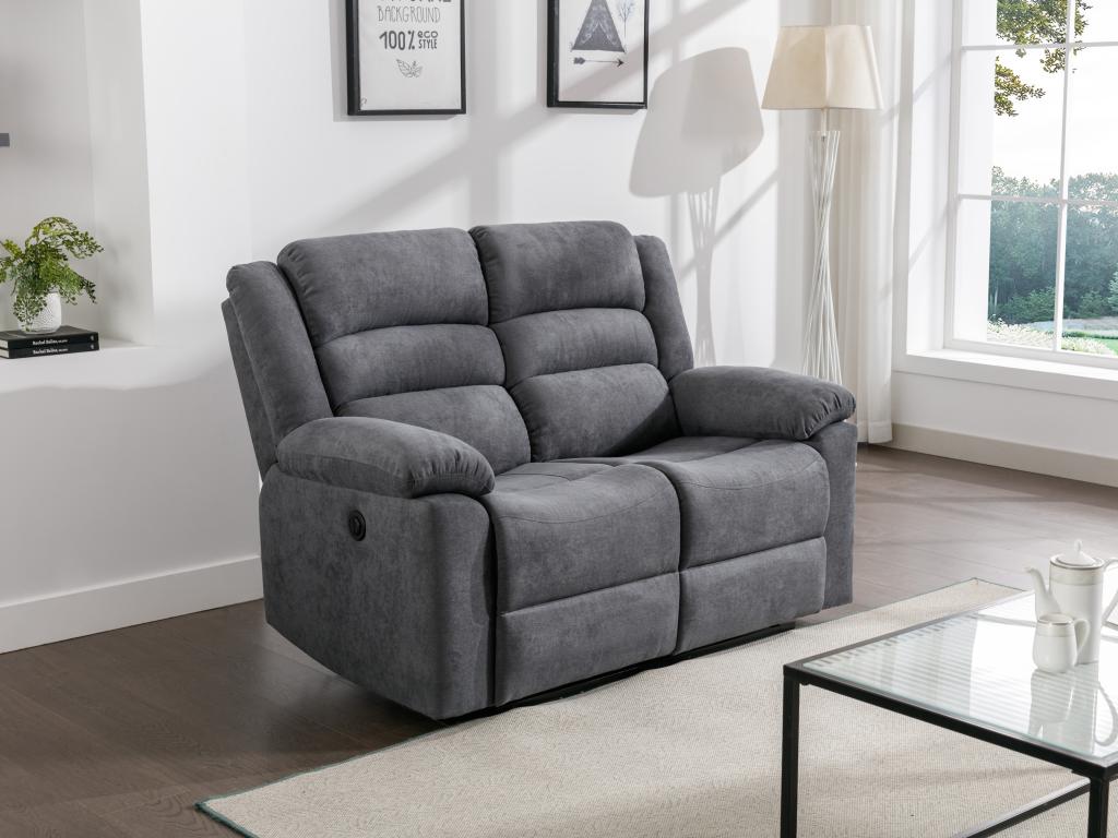 Relaxsofa 2-Sitzer elektrisch - Stoff - Grau - BUROLO günstig online kaufen