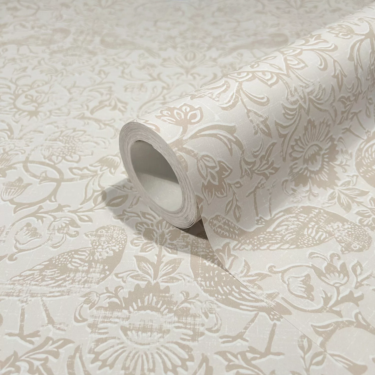 Marburg Vliestapete Blätter und Vögel Floral Modern 10,05 m x 0,53 m Grau günstig online kaufen