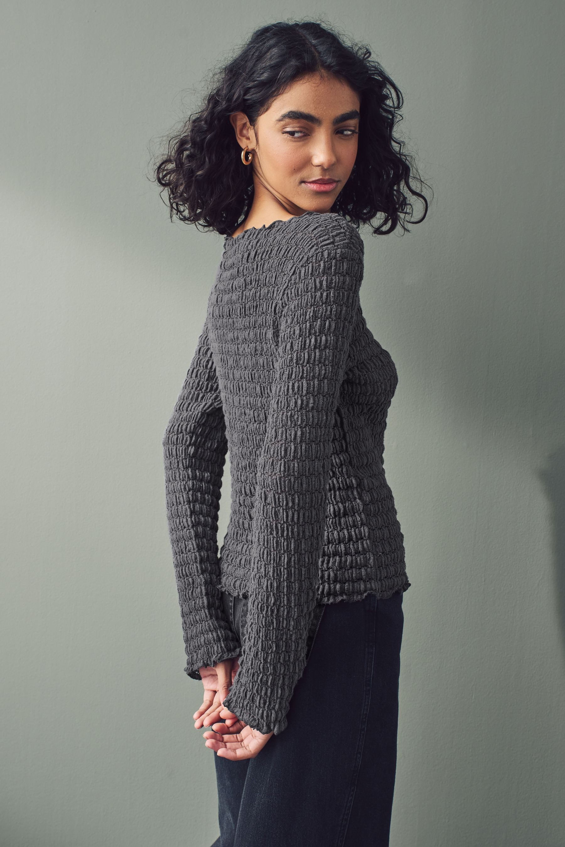 Next Strickpullover Strukturiertes Langarmshirt (1-tlg) günstig online kaufen