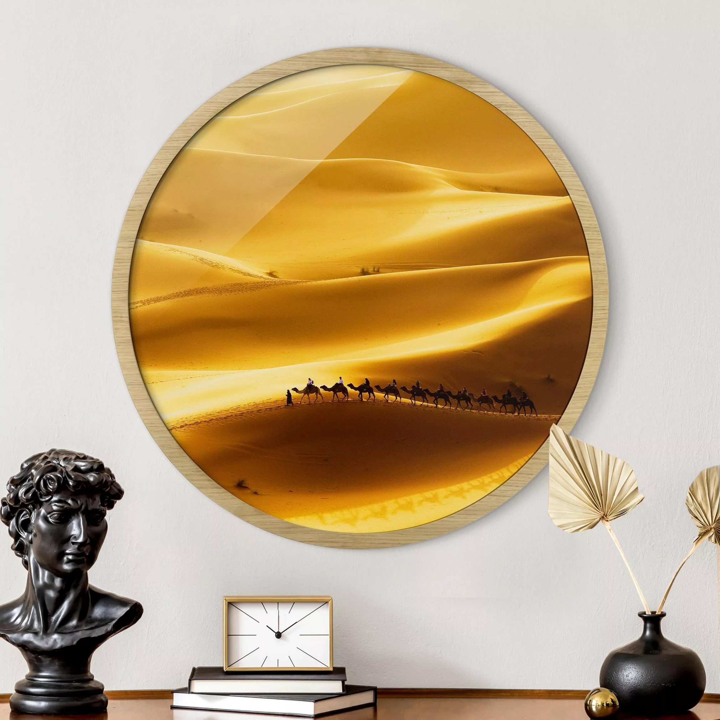 Rundes Bild mit Rahmen Golden Dunes günstig online kaufen