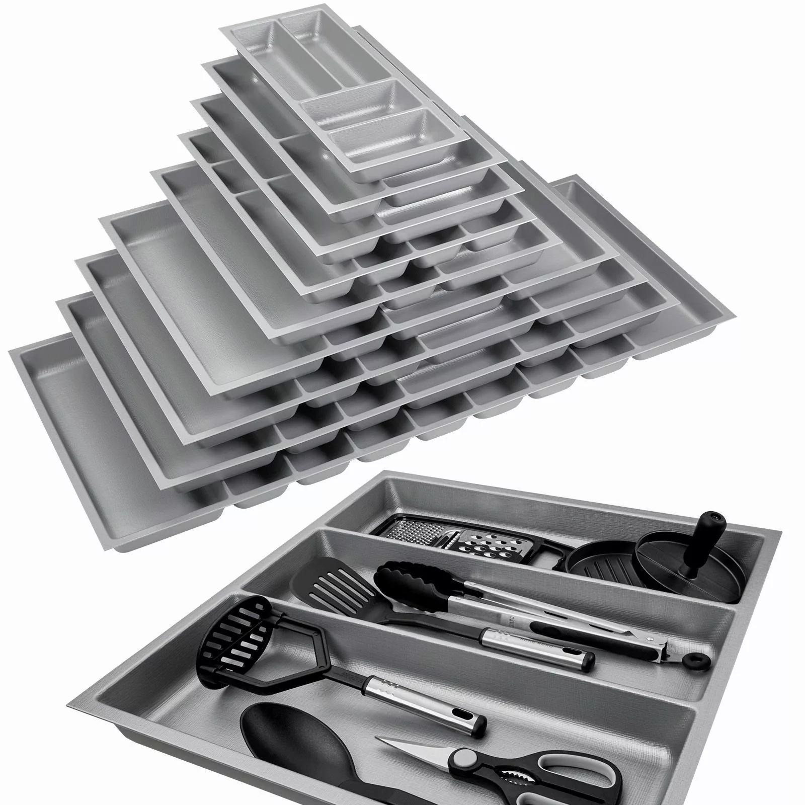 SO-TECH® Besteckeinsatz Orga-Box 2 silbergrau Canvas günstig online kaufen