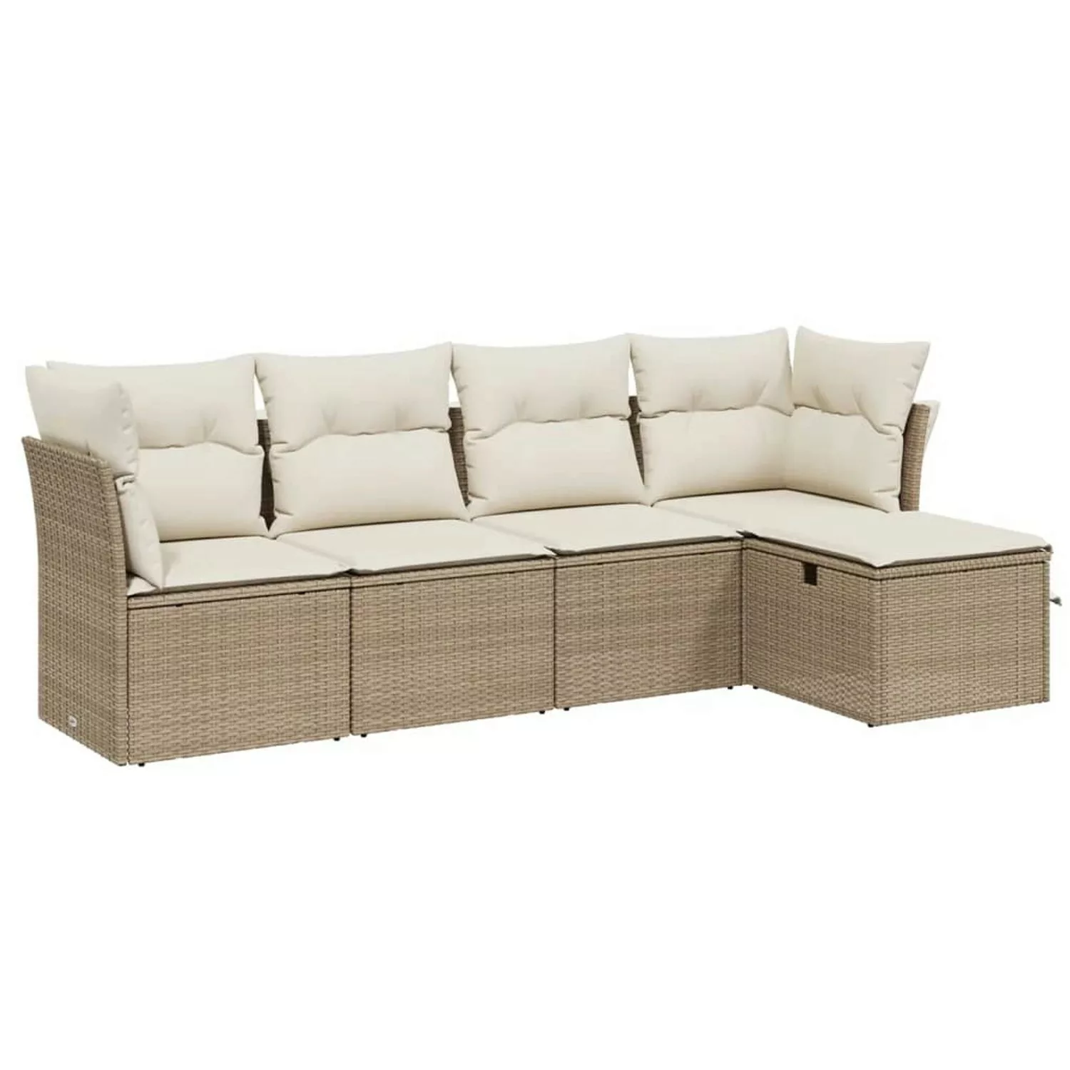 vidaXL 5-tlg Garten-Sofagarnitur mit Kissen Beige Poly Rattan Modell 132 günstig online kaufen