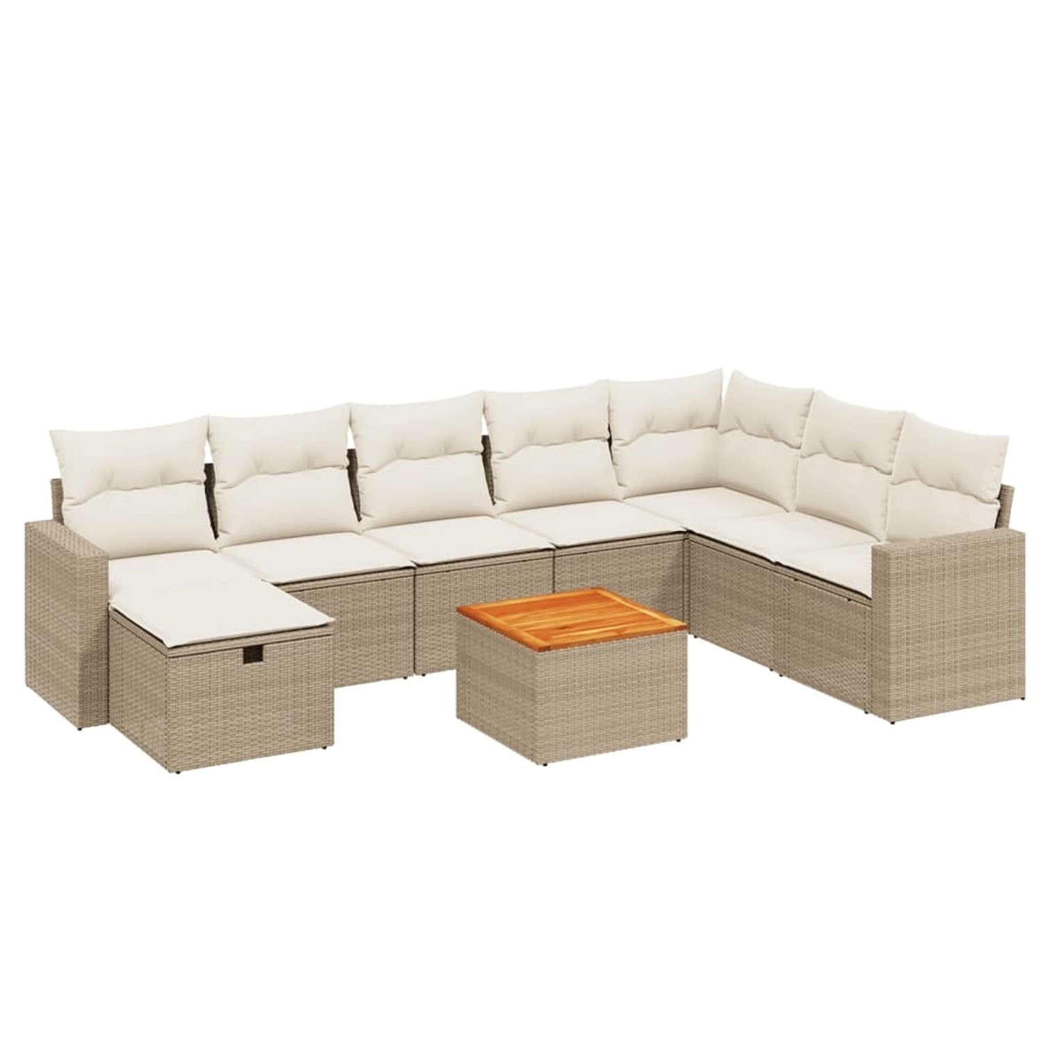 vidaXL 9-Tlg Garten-Sofagarnitur mit Kissen Beige Poly Rattan 3264873 günstig online kaufen