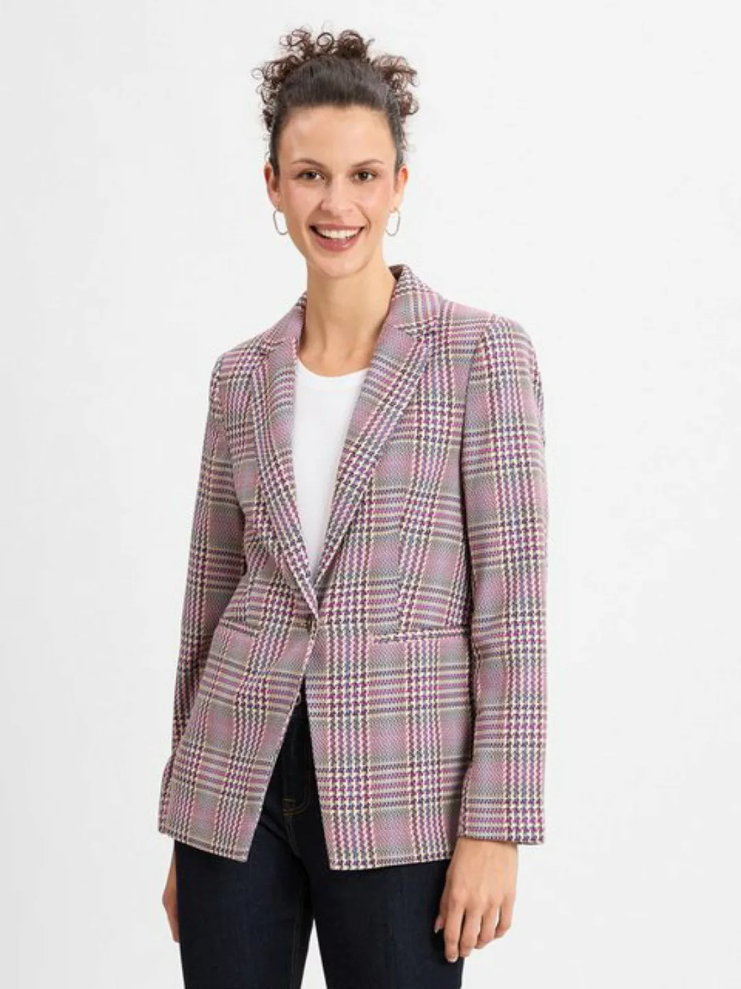 comma casual identity Blusenblazer Antaillierter Karo-Blazer Logo günstig online kaufen