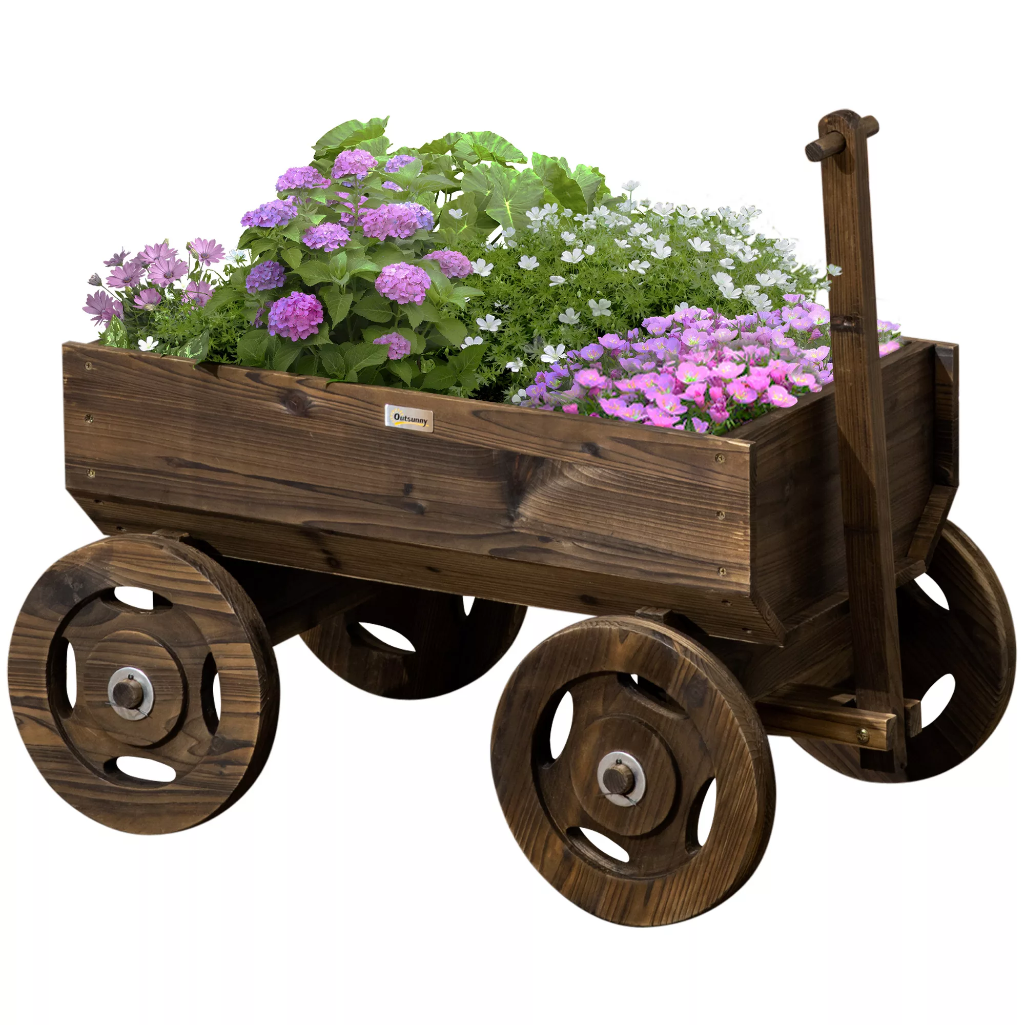 Outsunny Hochbeet im Holzwagen-Design, Blumenkasten Holz, Pflanzenwagen, Pf günstig online kaufen