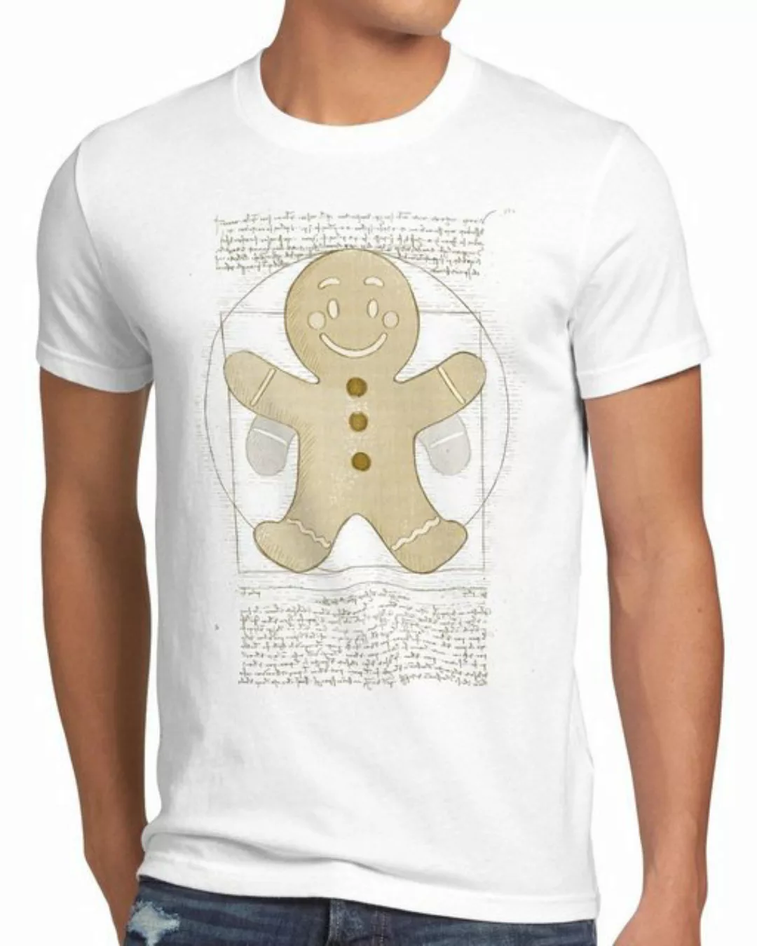 Print-Shirt Herren T-Shirt Vitruvianischer Lebkuchenmann weihnachtsmarkt pf günstig online kaufen