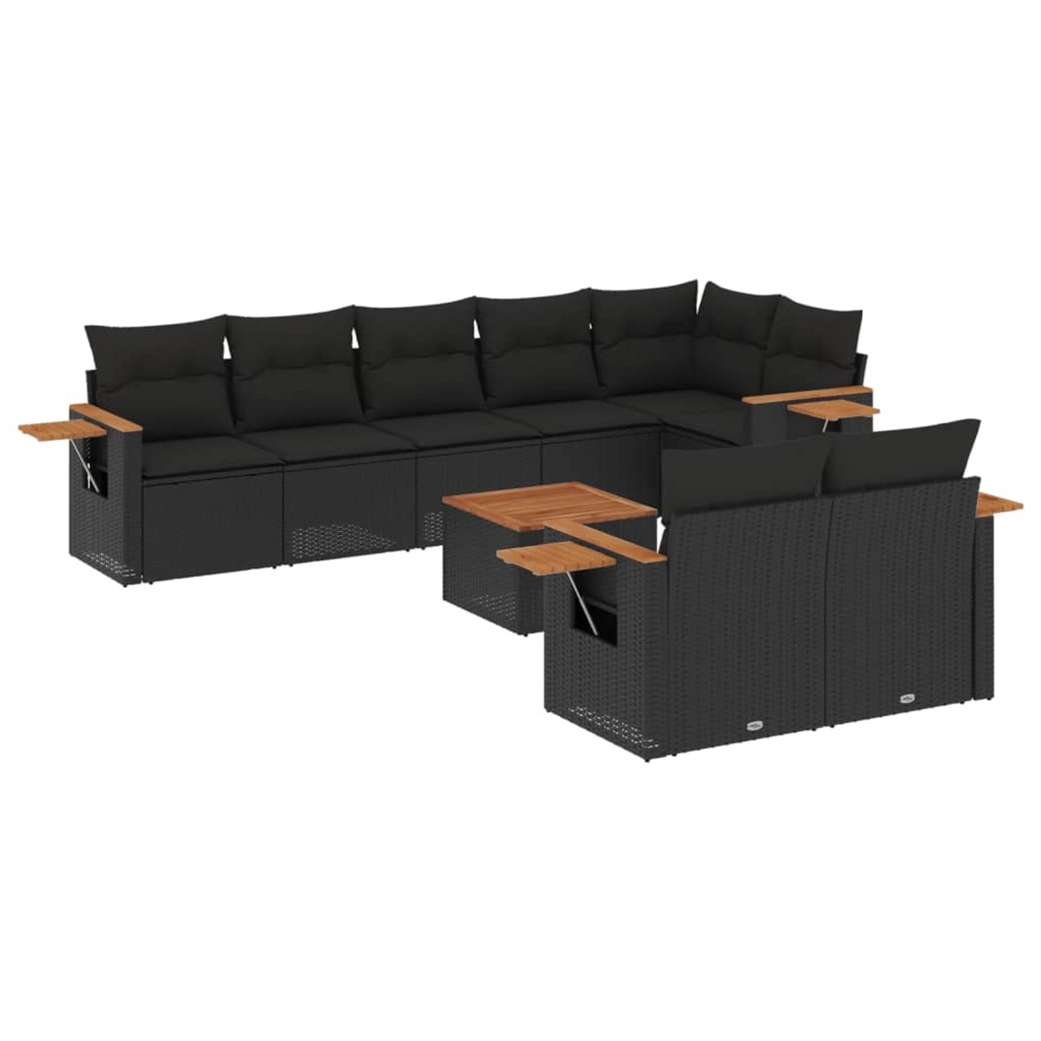 vidaXL 9-Tlg Garten-Sofagarnitur mit Kissen Schwarz Poly Rattan 3226993 günstig online kaufen