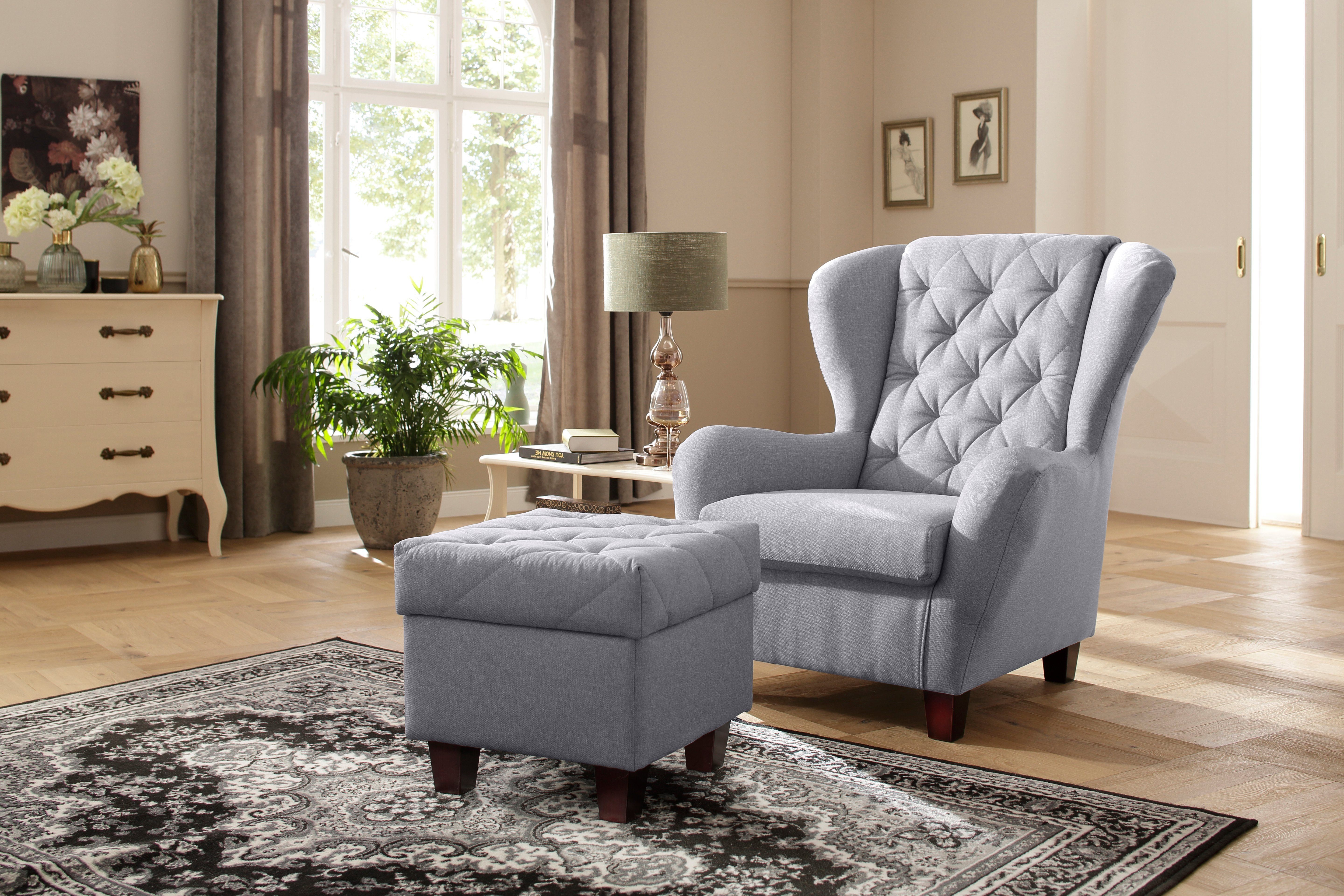 Home affaire Ohrensessel "Alexandra", incl. Hocker, mit Steppung, in vielen günstig online kaufen
