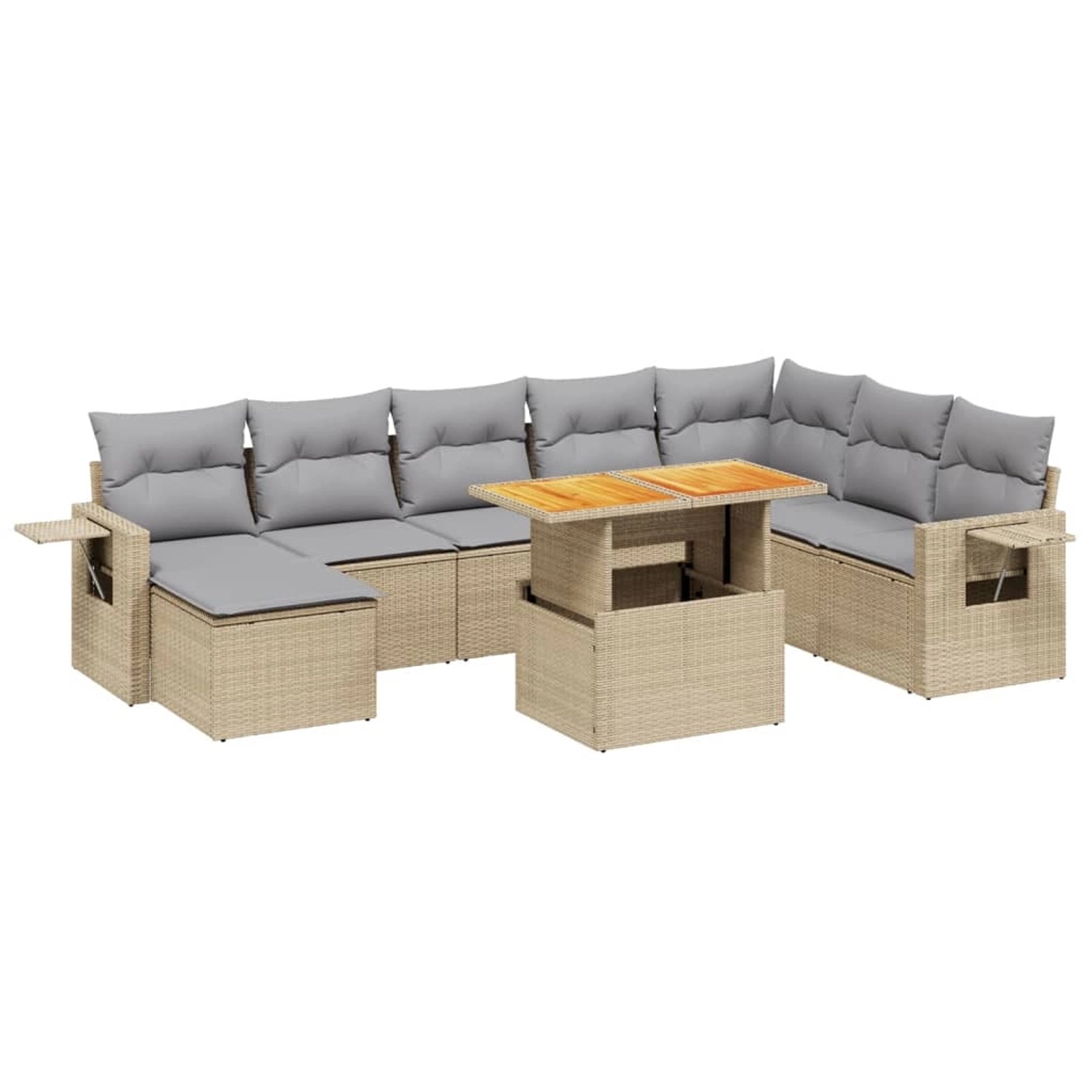 vidaXL 9-tlg Garten-Sofagarnitur mit Kissen Beige Poly Rattan Modell 276 günstig online kaufen