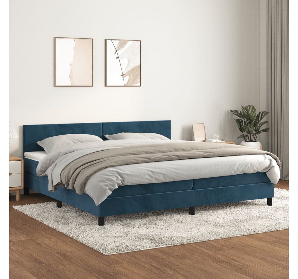 vidaXL Boxspringbett Boxspringbett mit Matratze Dunkelblau 200x200 cm Samt günstig online kaufen