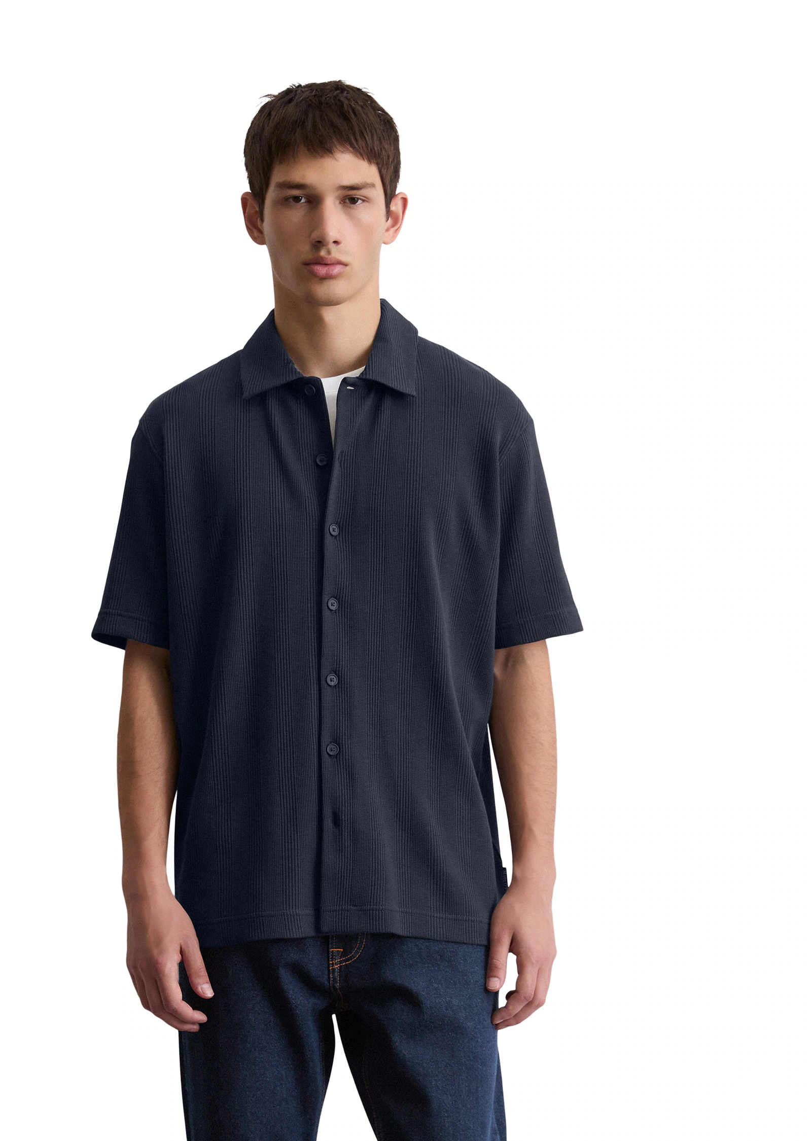 Marc OPolo Poloshirt "mit elastischer Rippstruktur" günstig online kaufen